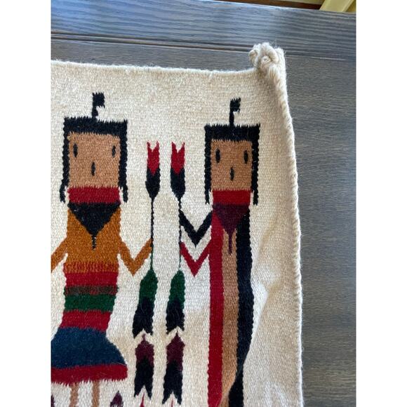 Vintage Tan Yei Navajo Style Rug Wall Hanging - Picture 4 of 16